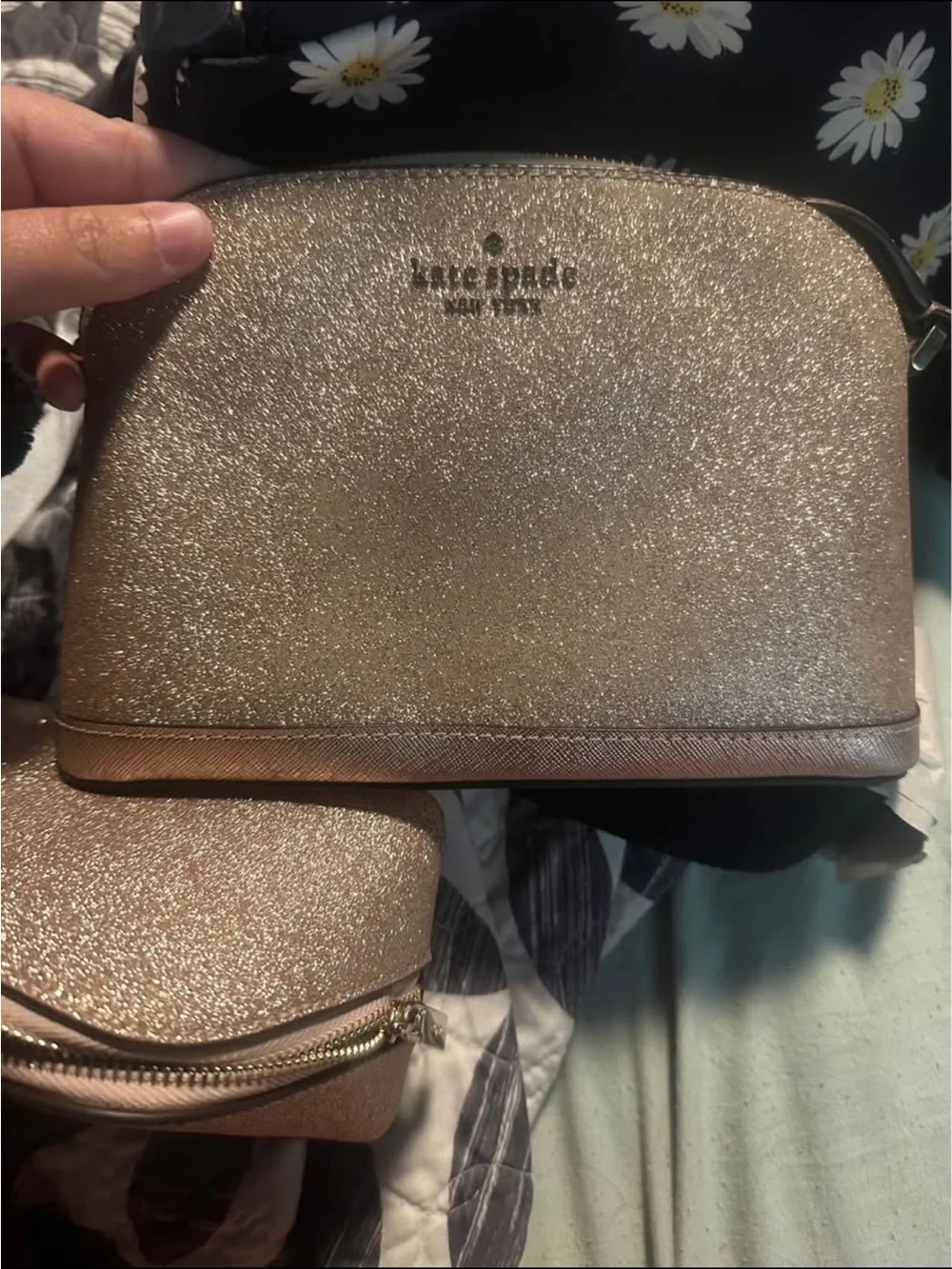 kate spade Rose Gold Glitter Dome Crossbody